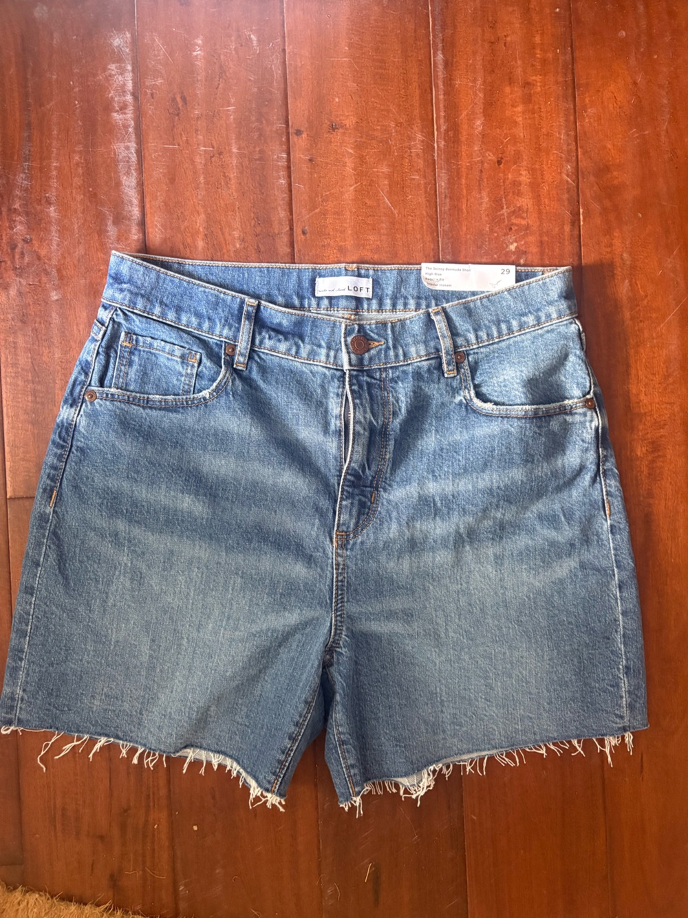LOFT Medium Blue Denim Cutoff Jean Shorts